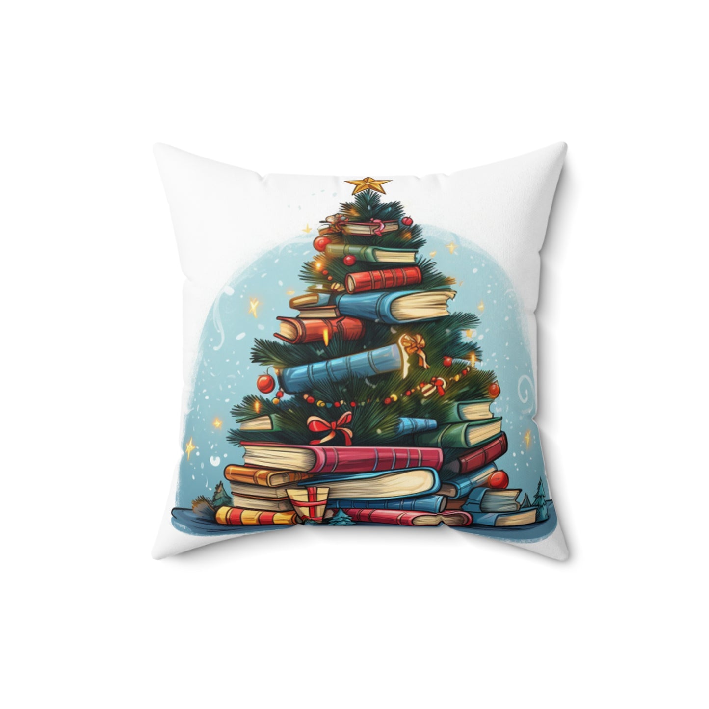 Book Lover Christmas Tree, Gift For Readers - Spun Polyester Square Pillow