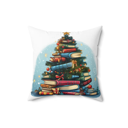 Book Lover Christmas Tree, Gift For Readers - Spun Polyester Square Pillow