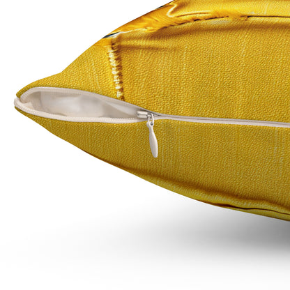 Banana Yellow Lemon: Bold Distressed, Denim-Inspired Fabric - Spun Polyester Square Pillow