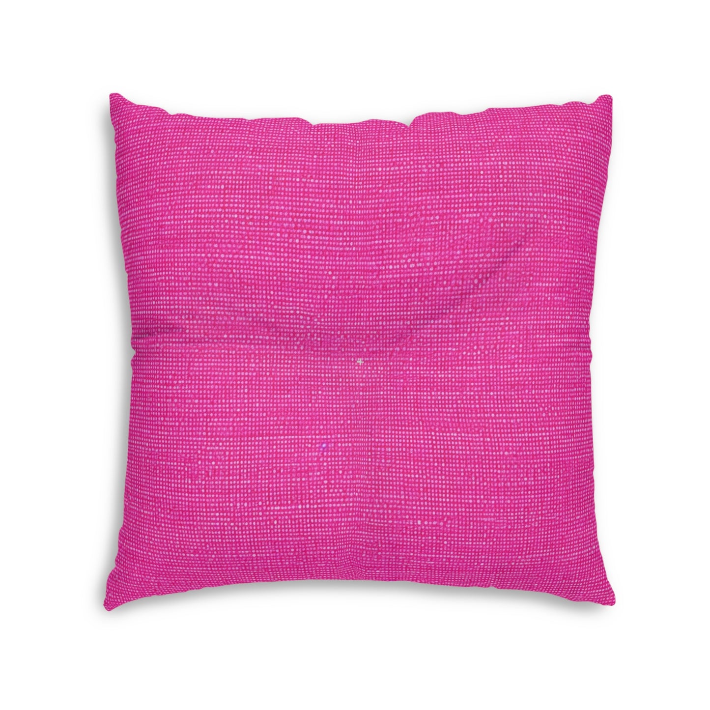 Hot Neon Pink Doll Like: Denim-Inspired, Bold & Bright Fabric - Tufted Floor Pillow, Square