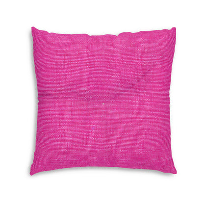 Hot Neon Pink Doll Like: Denim-Inspired, Bold & Bright Fabric - Tufted Floor Pillow, Square