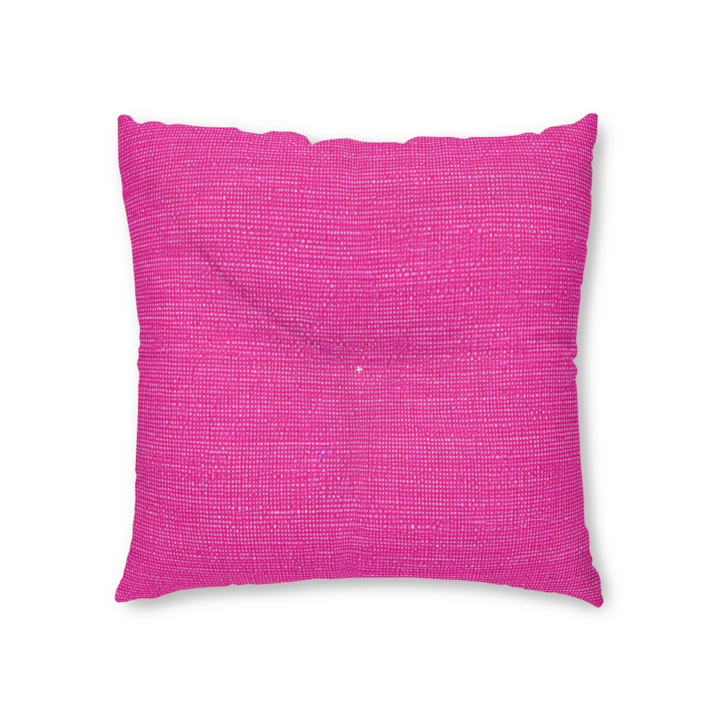 Hot Neon Pink Doll Like: Denim-Inspired, Bold & Bright Fabric - Tufted Floor Pillow, Square