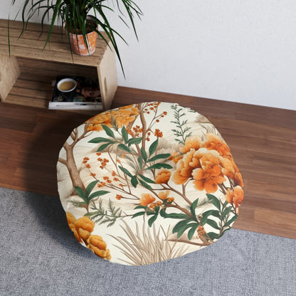 Four Seasons Beauty: Spring, Summer, Autumn & Winter Design Tufted Floor Pillow, Round