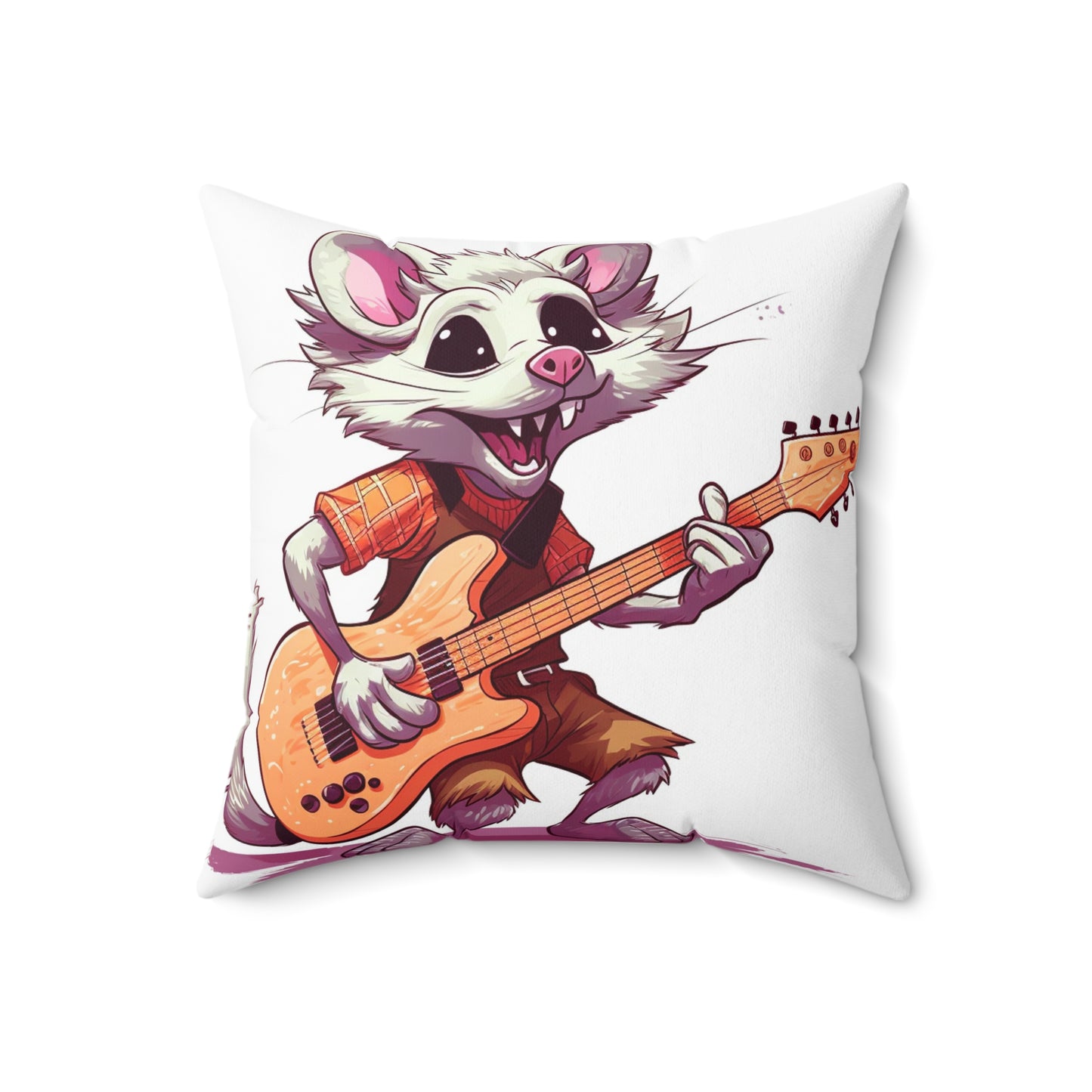 Opossum Musical Guitarist Graphic Spun Polyester Square Pillow