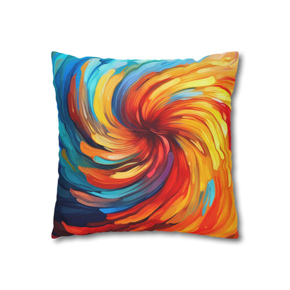 Vibrant Swirling Abstract Art - Unique and Colorful Spun Polyester Square Pillow Case