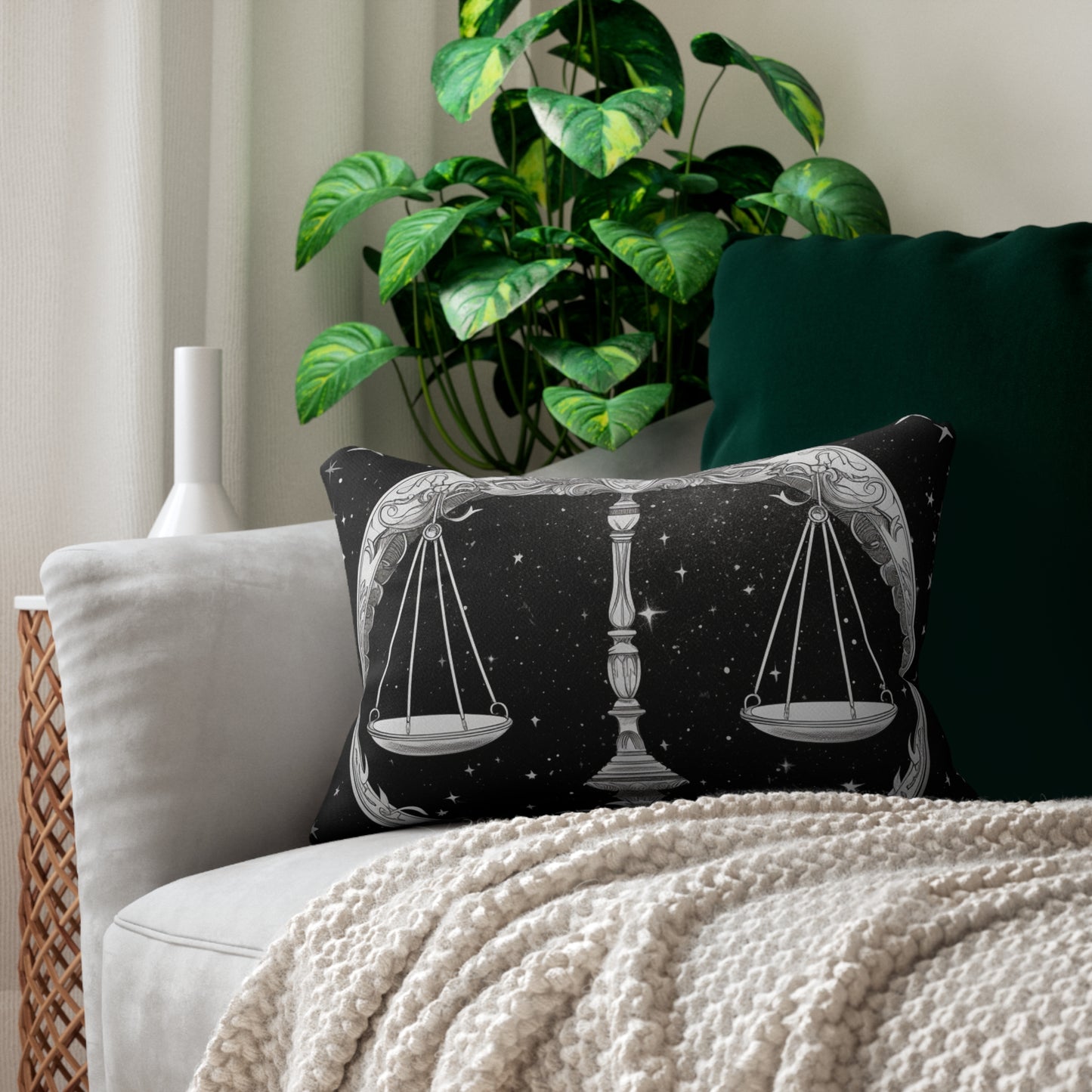 Libra Zodiac Design, Spun-Polyester Lumbar Pillow, Double-Sided Print