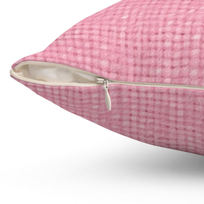 Pastel Rose Pink: Denim-Inspired, Refreshing Fabric Design - Spun Polyester Square Pillow