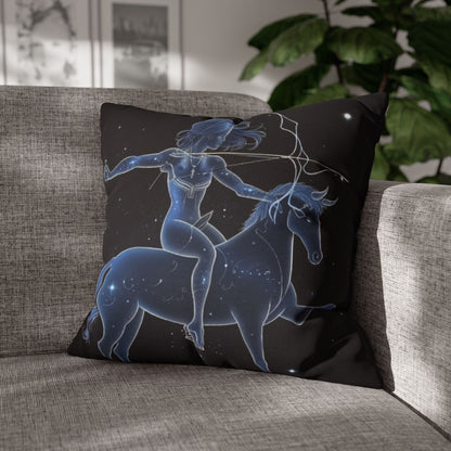 Sagittarius Zodiac in Starlit Universe - Fluorescent Colors - Spun Polyester Square Pillow Case