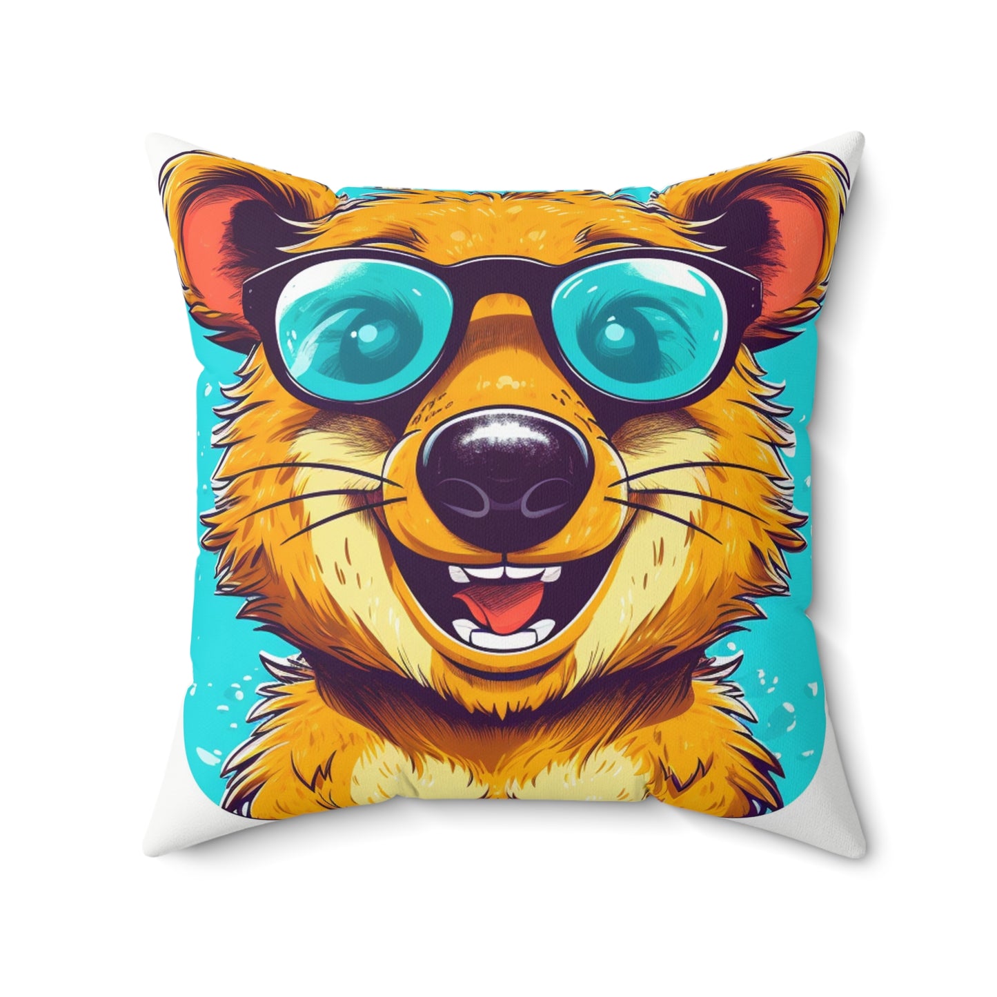 Quokka Cartoon Design Happy Animal Spun Polyester Square Pillow