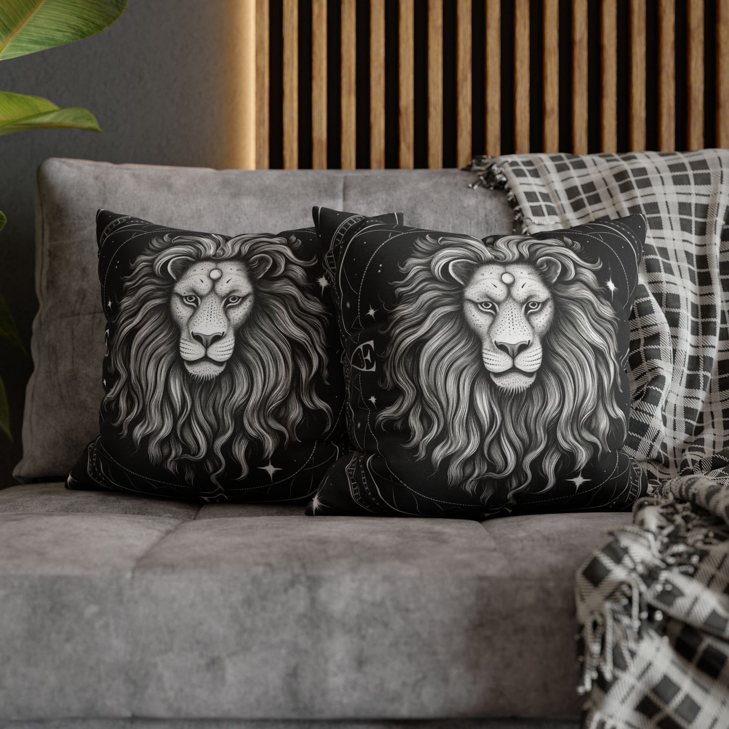 Leo Zodiac Sign Spun Polyester Square Pillow Case, Double Sided Print