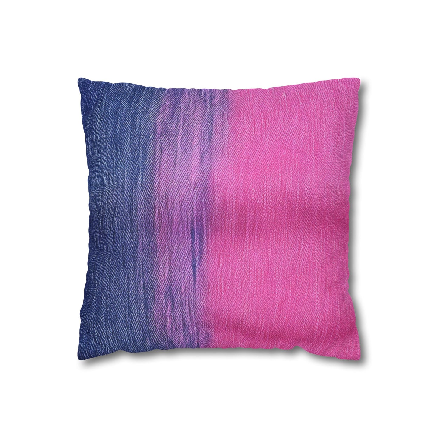 Dual Delight: Half-and-Half Pink & Blue Denim Daydream - Spun Polyester Square Pillow Case