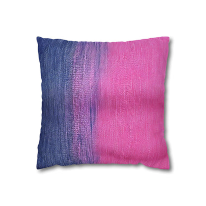 Dual Delight: Half-and-Half Pink & Blue Denim Daydream - Spun Polyester Square Pillow Case