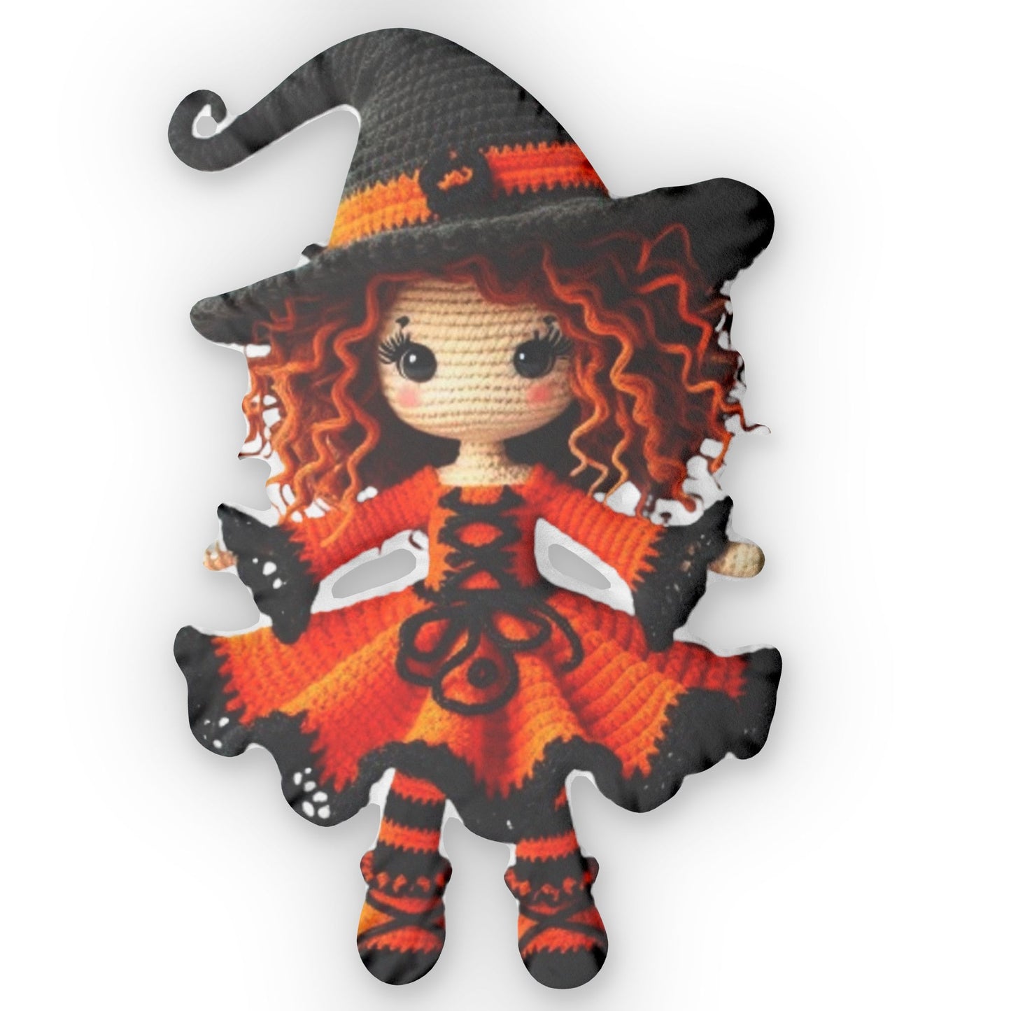 WITCH PUMKIN Doll - HALLOWEEN Decor & Gift. Crochet Doll - Gothic Style Girl Horror Movie Character - Sale, Shaped Pillow