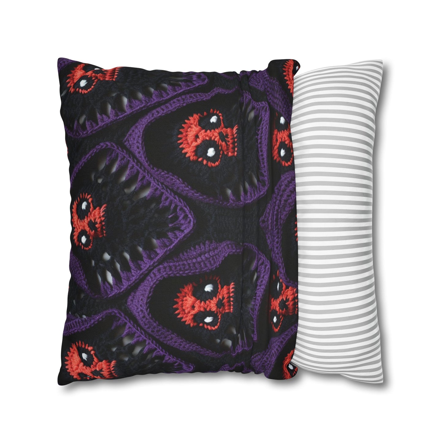 Grim Reaper Crochet Halloween Fright Scare Ghoul Fantasy Horror - Spun Polyester Square Pillow Case