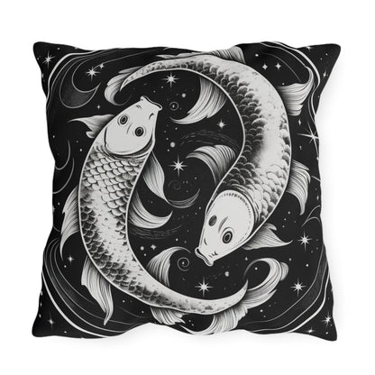 Pisces Zodiac UV-Resistant Outdoor Pillow, Water-Resistant, Spun Polyester