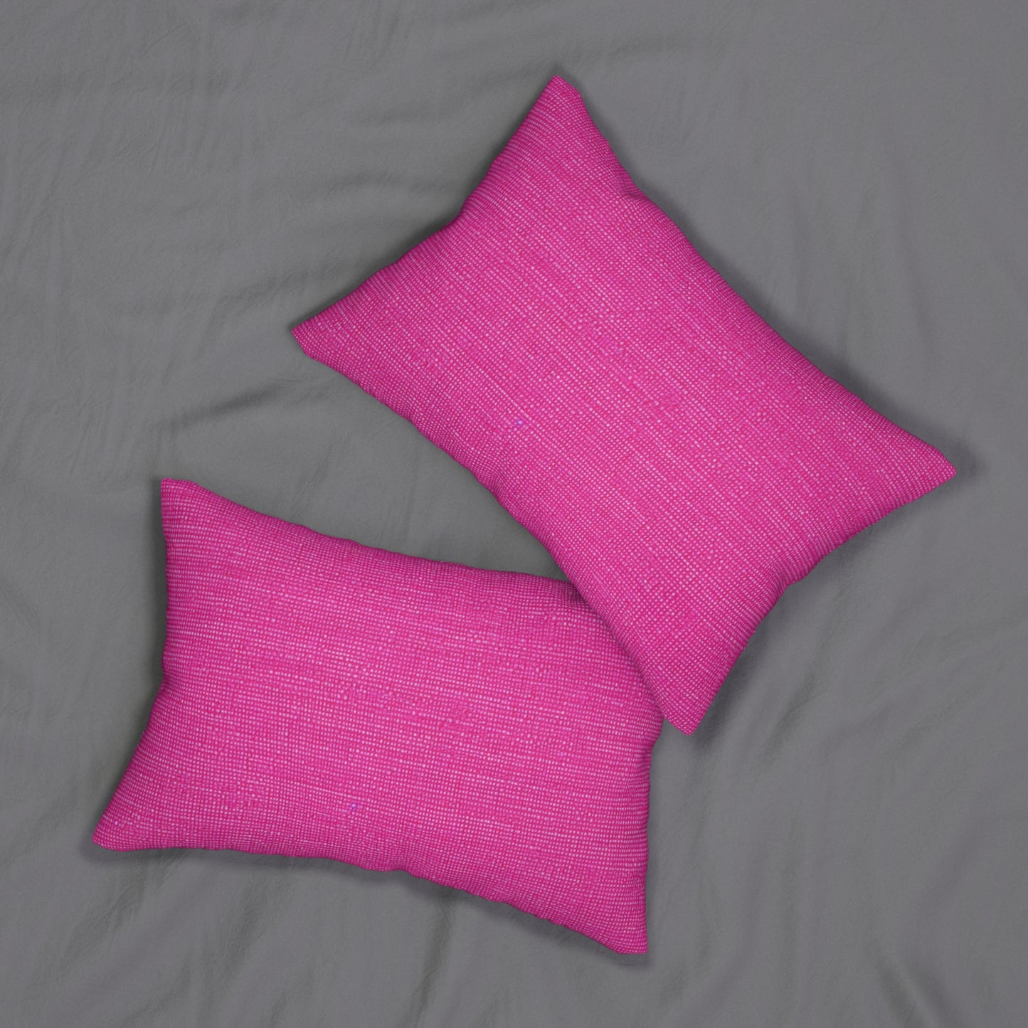 Hot Neon Pink Doll Like: Denim-Inspired, Bold & Bright Fabric - Spun Polyester Lumbar Pillow