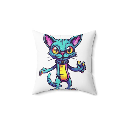 Cat Alien Creature Animal Spun Polyester Square Pillow