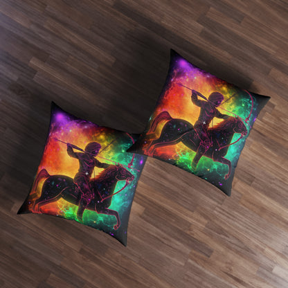 Colorful Sagittarius Zodiac Sign - Star Universe Theme - Floor Pillow, Square