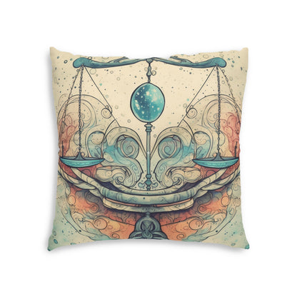 Libra Zodiac - Astrology Sign Street Art Equilibrium in Pastels - Tufted Floor Pillow, Square