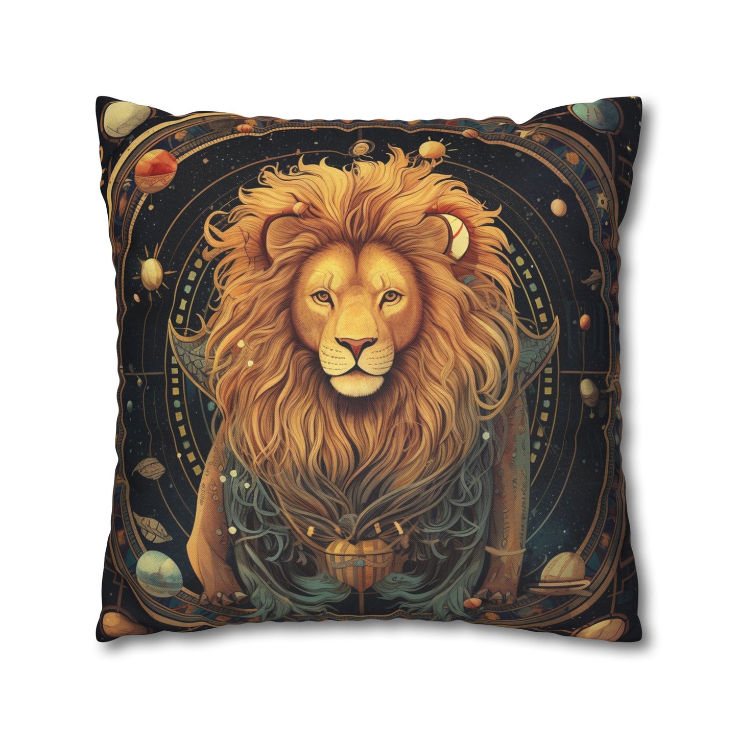 Astrological Leo Sign - Vibrant Cosmic Zodiac Astrology - Spun Polyester Square Pillow Case