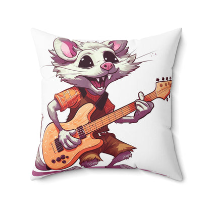 Opossum Musical Guitarist Graphic Spun Polyester Square Pillow