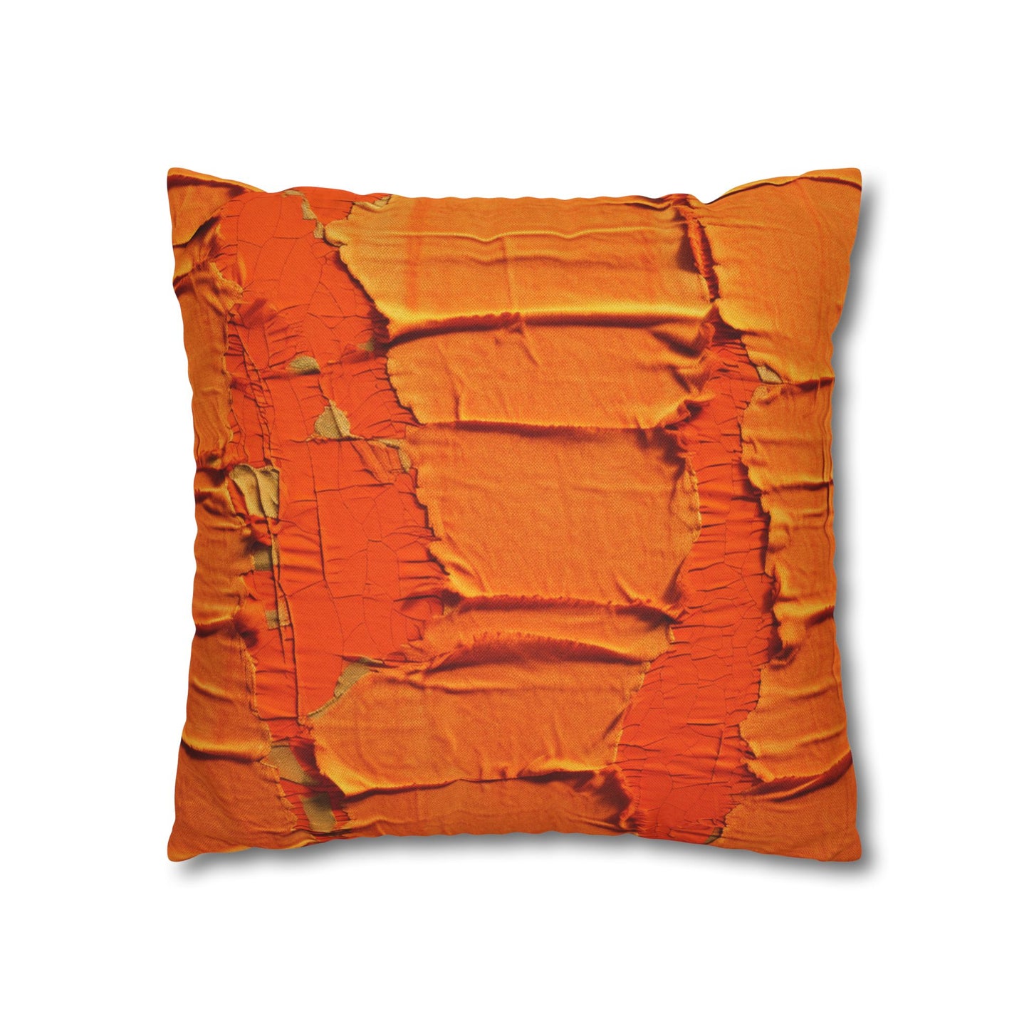 Fiery Citrus Orange: Edgy Distressed, Denim-Inspired Fabric - Spun Polyester Square Pillow Case