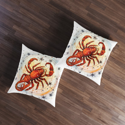 Prickly Scorpio Astrology - Sharp Zodiac Scorpion Celestial Horoscope - Tufted Floor Pillow, Square