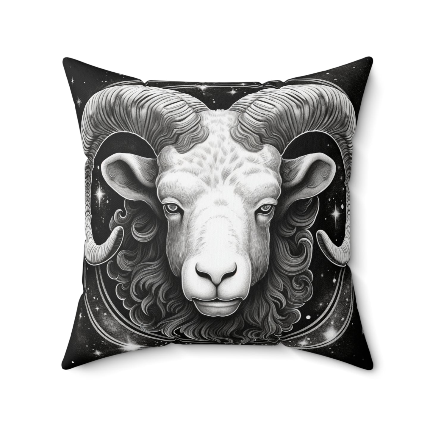 Aries Zodiac, Ram Symbol Design, Fire Element, Spun Polyester Square Pillow