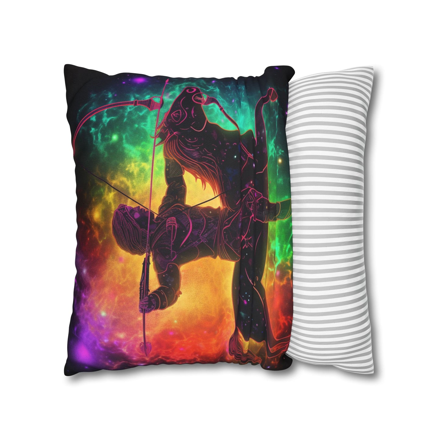 Colorful Sagittarius Zodiac Sign - Star Universe Theme - Spun Polyester Square Pillow Case