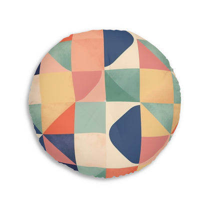 Minimalist Geometric Shapes - Pastel Decor Tufted Floor Pillow, Round