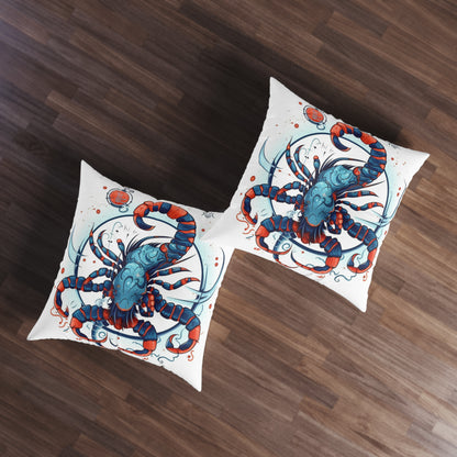 Cute Scorpio Zodiac Sign - Big Claws, Long Tail Cosmic Astrology Symbol - Tufted Floor Pillow, Square