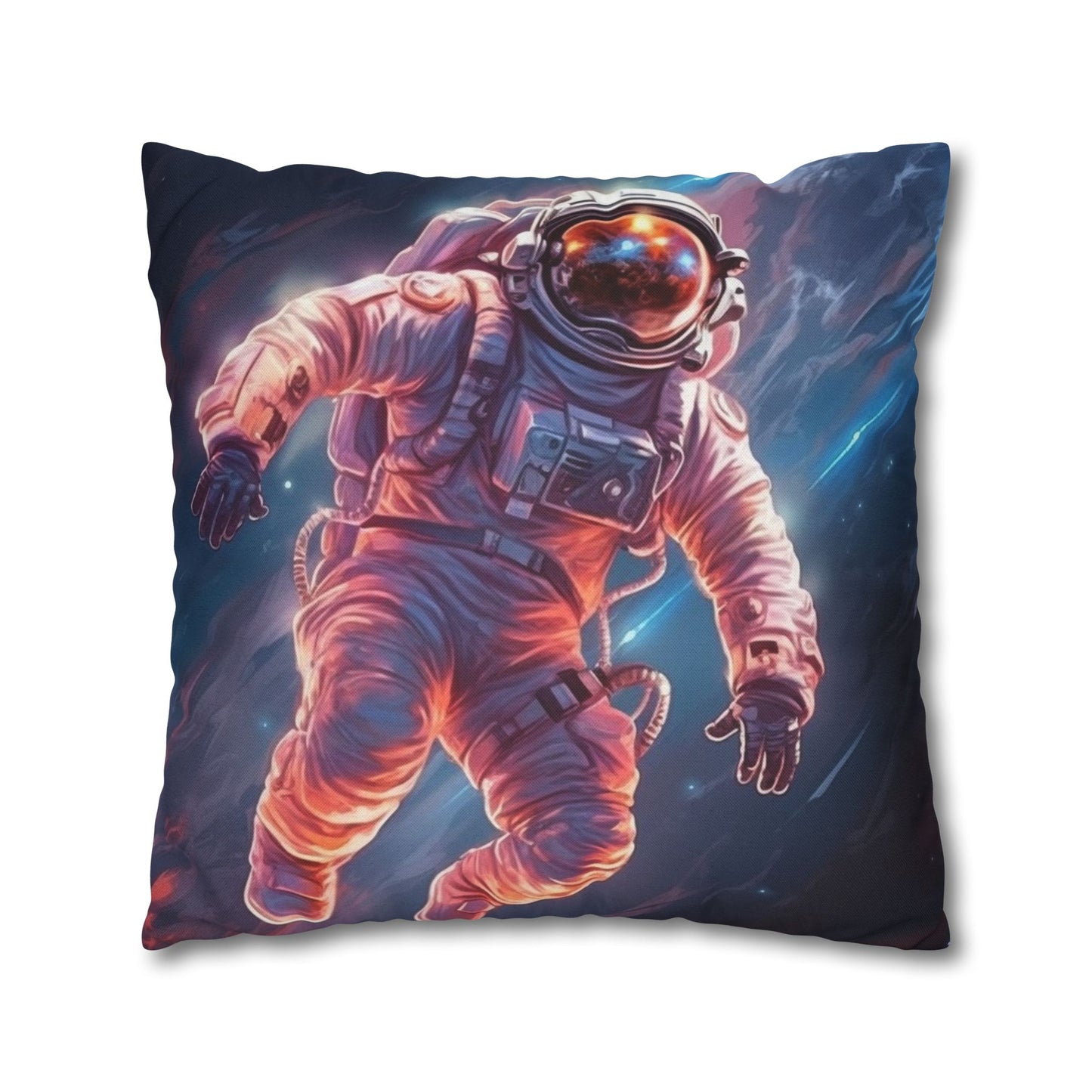 Astronaut Outer Space - Galaxy Starfield Art Spun Polyester Square Pillow Case