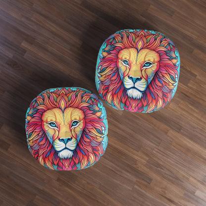 Astrological Leo - Cosmic Zodiac Constellation, Lion Symbol Art - Tufted Floor Pillow, Round