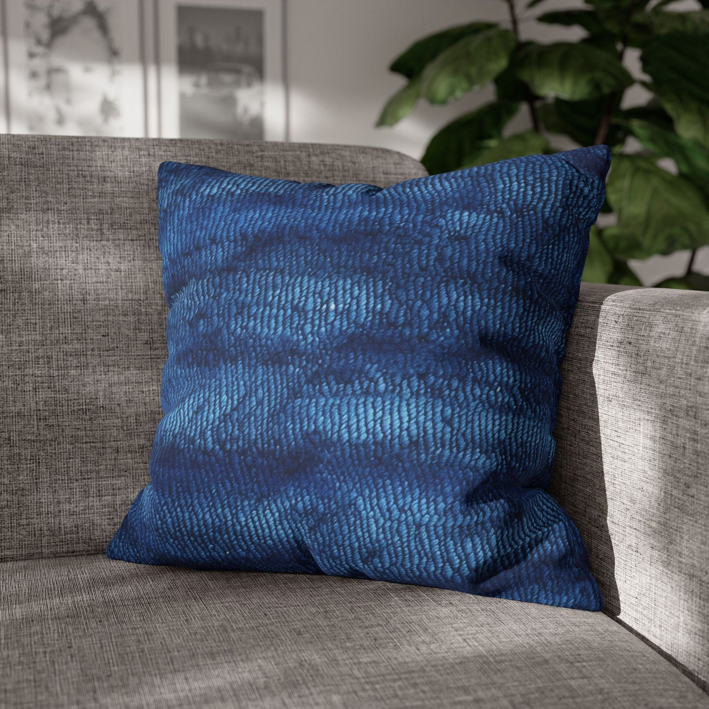 Blue Spectrum: Denim-Inspired Fabric Light to Dark - Spun Polyester Square Pillow Case