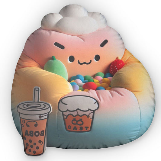 Boba Tea Beanbag Chair Cushion, Stuffed Plush Shaped Pillow