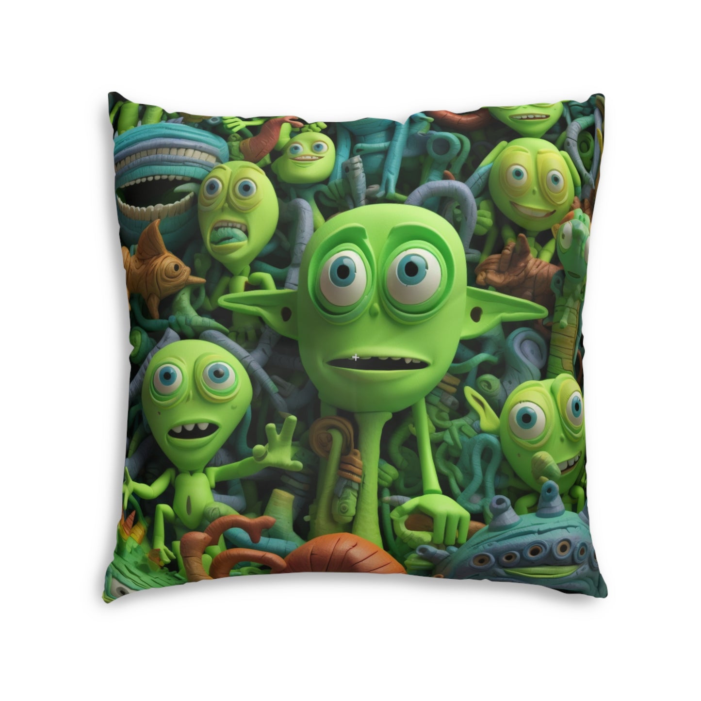 Toy Alien Story Space Character Galactic UFO Anime Cartoon - Tufted Floor Pillow, Square