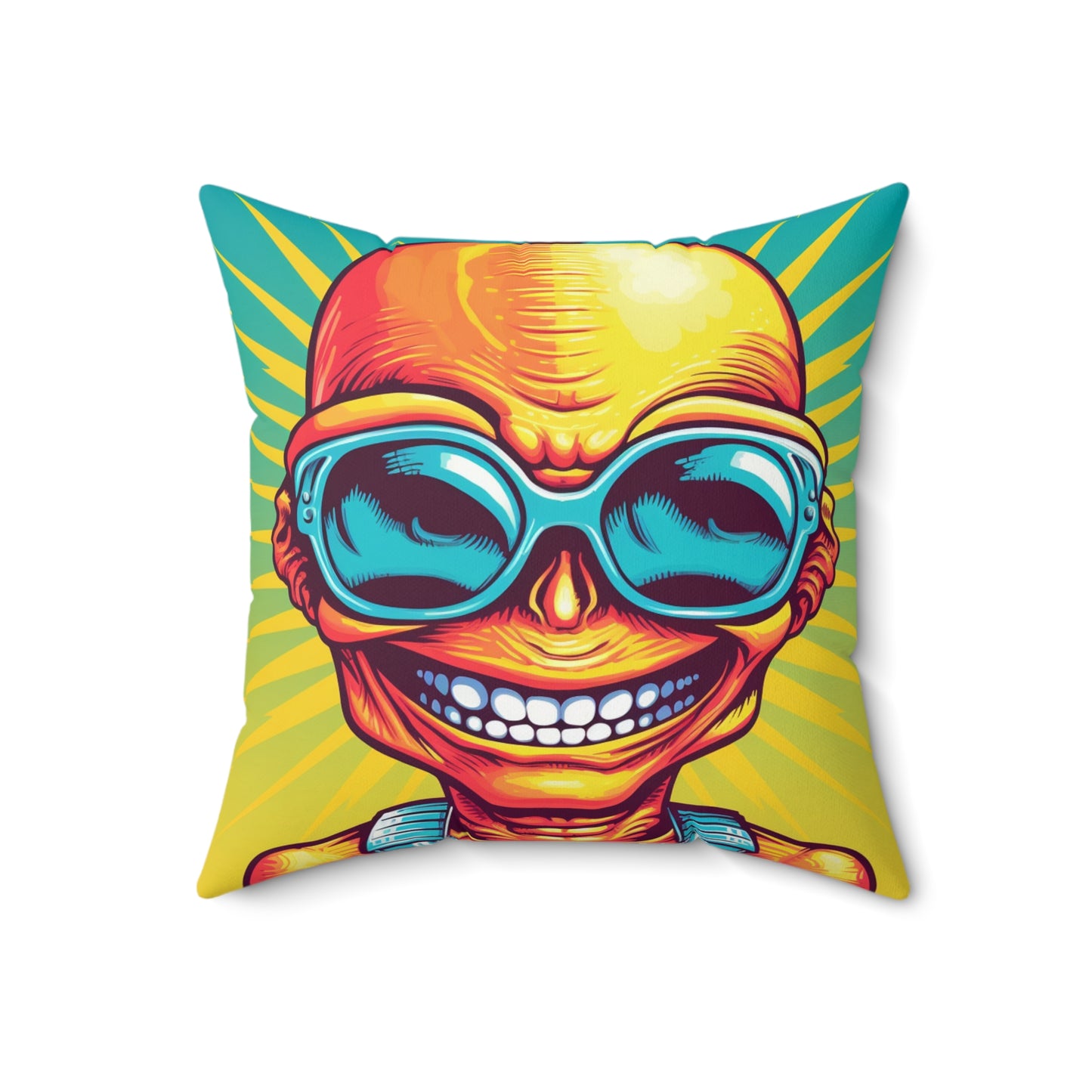 Alien Pop Culture Bright Body Designer Spun Polyester Square Pillow