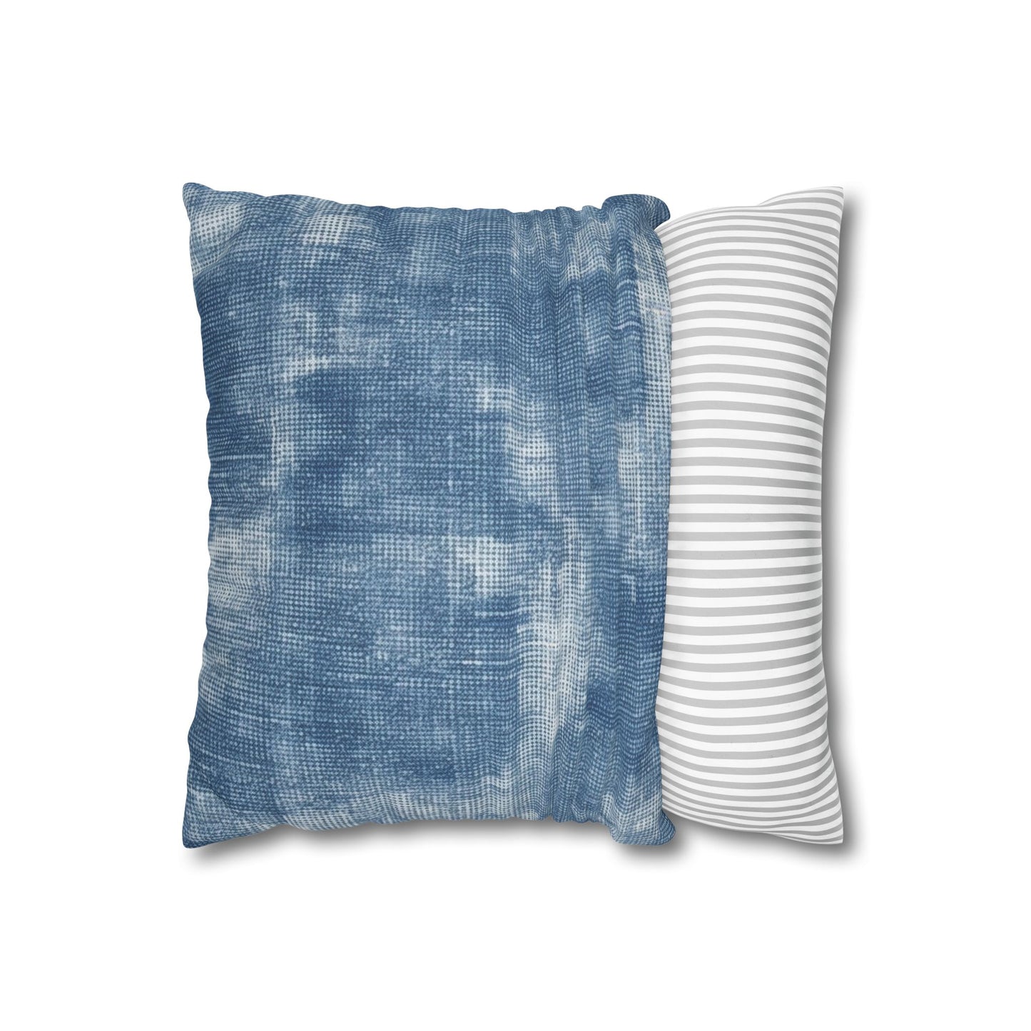 Faded Blue Washed-Out: Denim-Inspired, Style Fabric - Spun Polyester Square Pillow Case