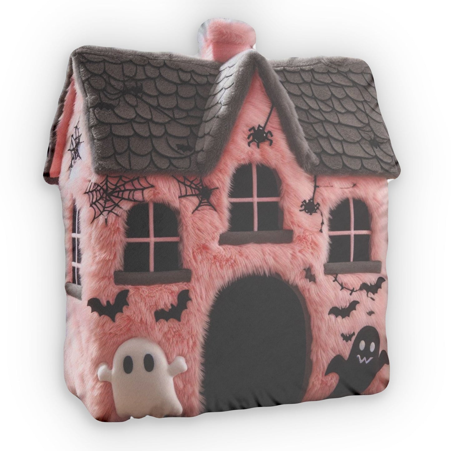 Haunted Dollhouse Pink Shaped Pillow, Cute Spooky Halloween Decor