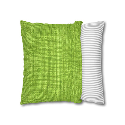 Lush Grass Neon Green: Denim-Inspired, Springtime Fabric Style - Spun Polyester Square Pillow Case