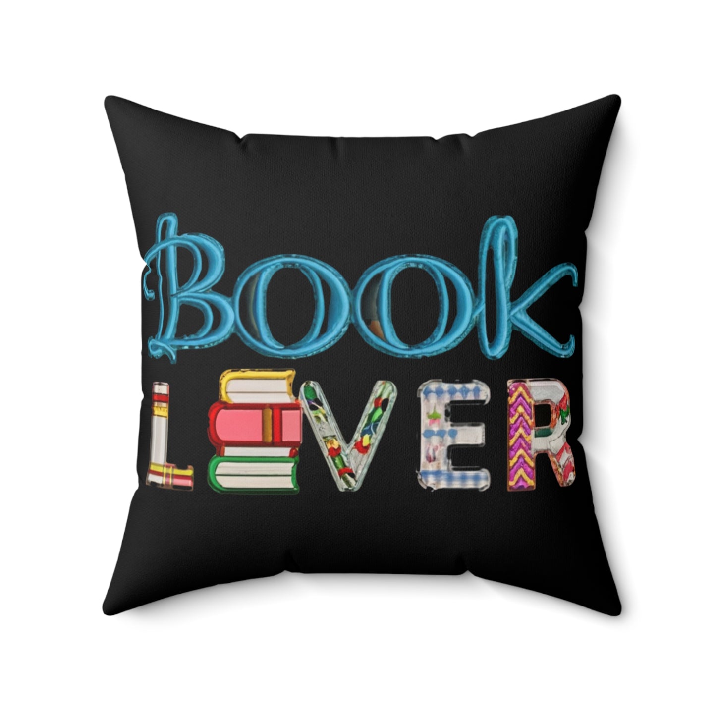 Bookworm Book Lover - Artistic Embroidery Style for Literature Fans - Spun Polyester Square Pillow