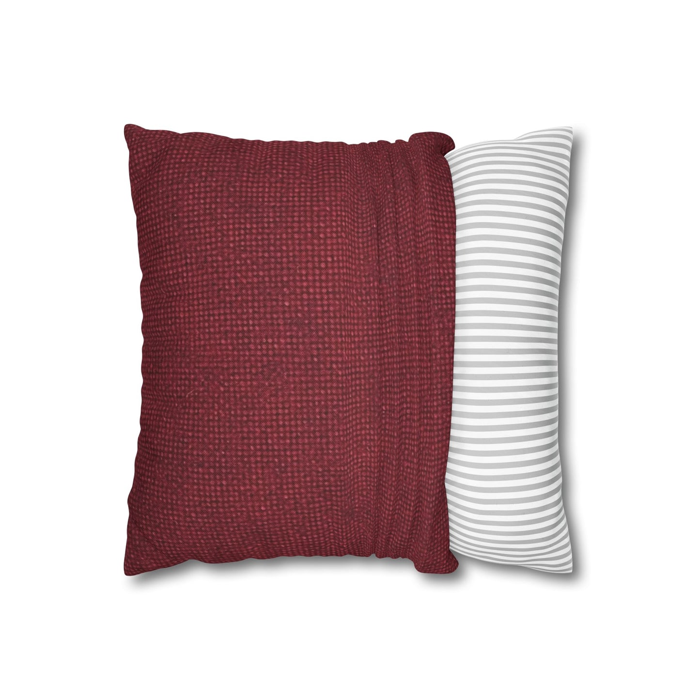 Seamless Texture - Maroon/Burgundy Denim-Inspired Fabric - Spun Polyester Square Pillow Case