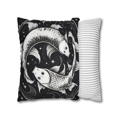 Pisces Zodiac Sign Polyester Square Pillow Case, Double Sided Design