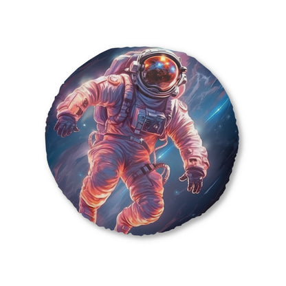 Astronaut Outer Space - Galaxy Starfield Art - Tufted Floor Pillow, Round