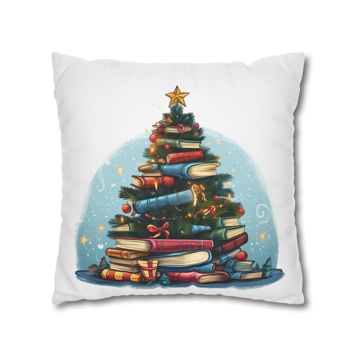 Book Lover Christmas Tree, Gift For Readers - Spun Polyester Square Pillow Case