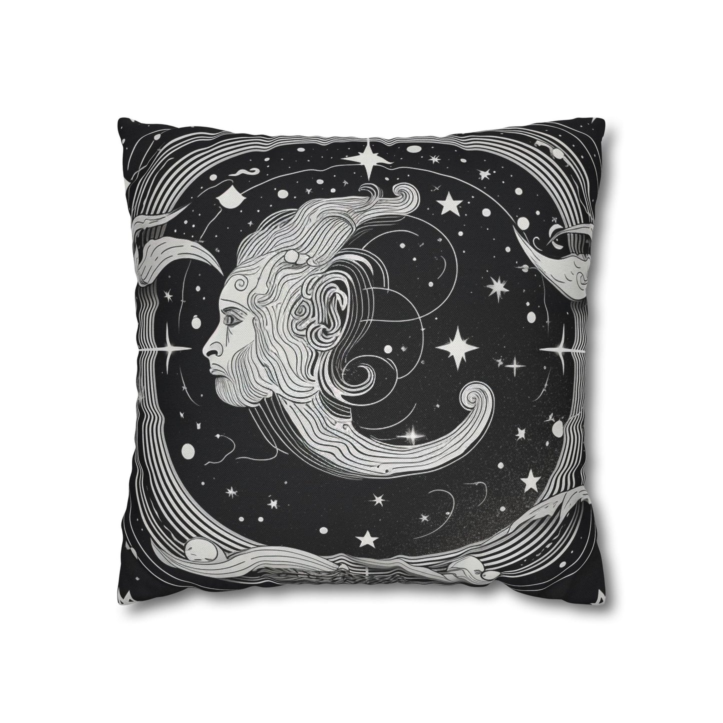 Aquarius Sign Spun Polyester Square Pillow Case, Double Sided Print