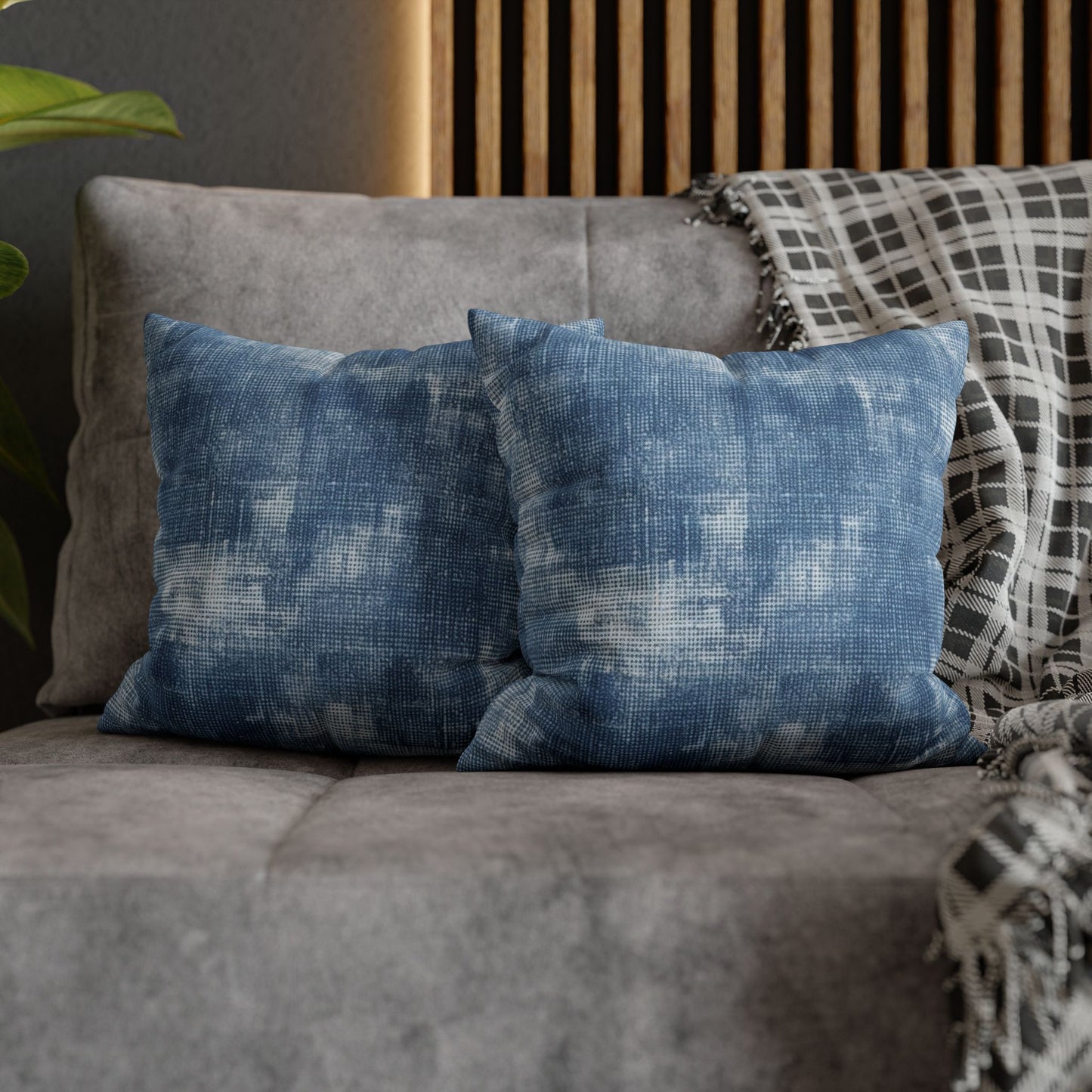 Faded Blue Washed-Out: Denim-Inspired, Style Fabric - Spun Polyester Square Pillow Case