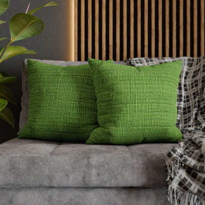 Olive Green Denim-Style: Seamless, Textured Fabric - Spun Polyester Square Pillow Case