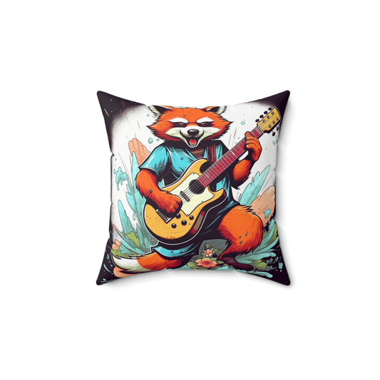 Red Panda Music Band Animal Spun Polyester Square Pillow