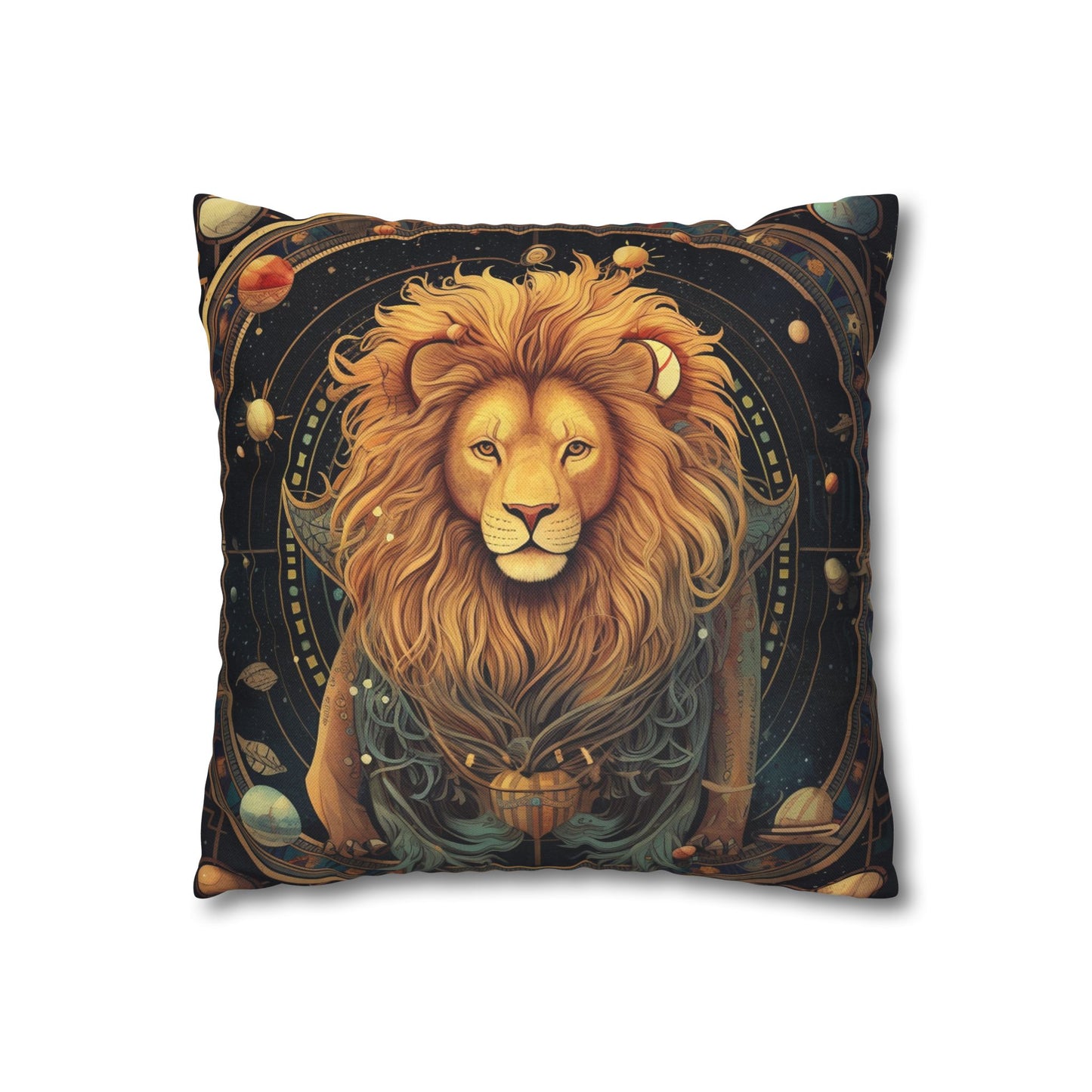 Astrological Leo Sign - Vibrant Cosmic Zodiac Astrology - Spun Polyester Square Pillow Case